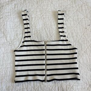 Zara Black and White Striped Crop Top